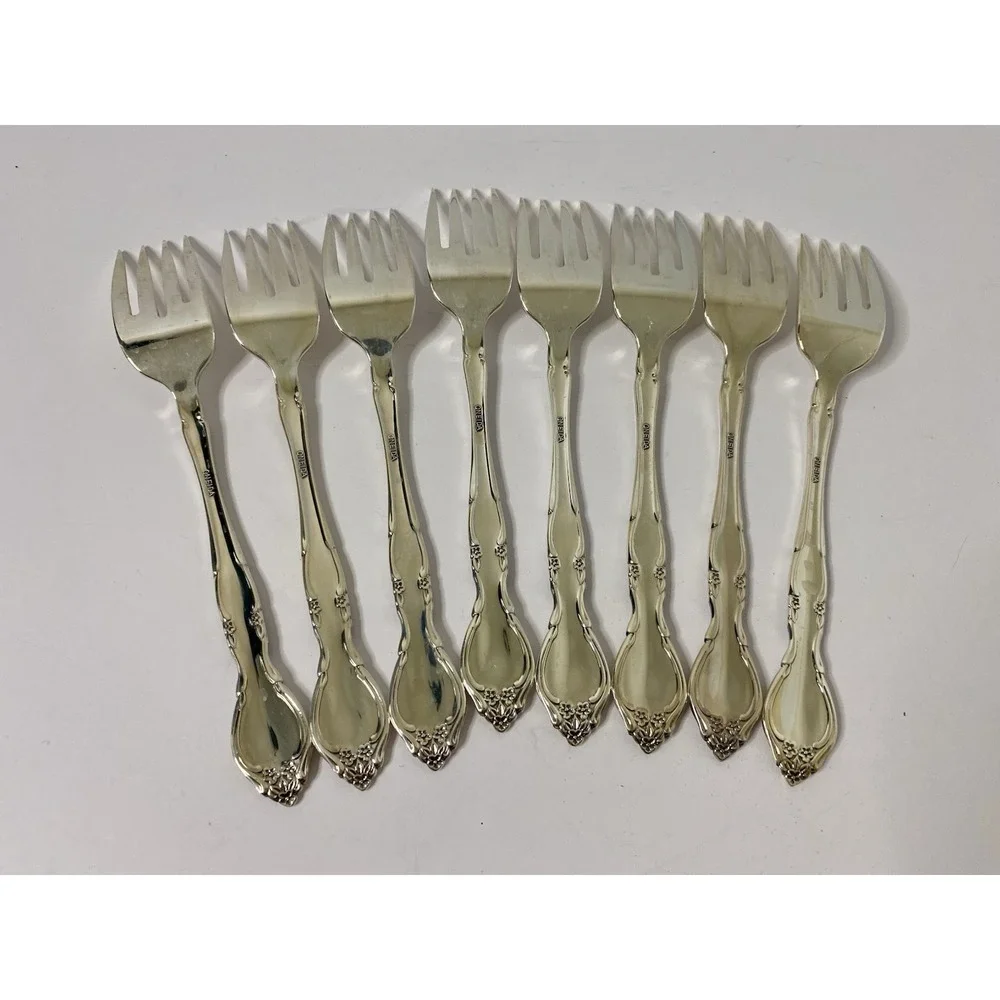 Salad Forks Oneida Community Affection Silverplate Lot Of 8